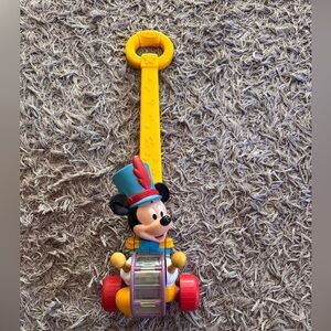 Mickey Mouse Vintage Disney Popping Drummer Push Toy - Rare
